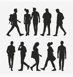 Silhouettes Collection Of People Walking