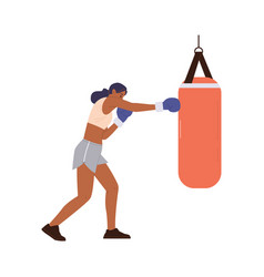 Sportive Woman Character Wearing Gloves Boxing