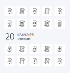 20 Mobile Apps Line Icon Pack Like App