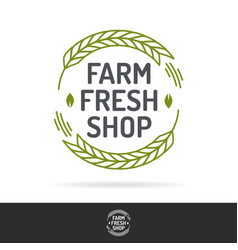 Farm Fresh Shop Logo Set Color Line Style