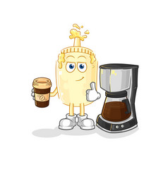 Mayonnaise Drinking Coffee Character