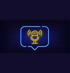 Microphone Line Icon Music Mic Sign Neon Light