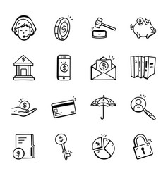 Pack Of Bank Hand Drawn Icons