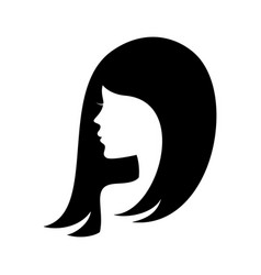 Woman With Long Hair Black Silhouette Icon