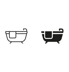 Bath Silhouette And Line Icon Set Bathtub