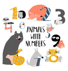 Basic numbers cartoon characters set Royalty Free Vector