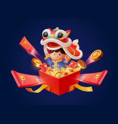 3d Cny Lion Dance Boy Gift Box