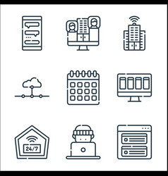 Telecommuting Line Icons Linear Set Quality Line