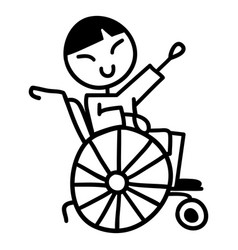 Doodle Asian Boy In Wheelchair