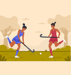 Girls Play Field Hockey Design Template