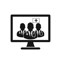 Online Medical Team Icon Flat Style Eps