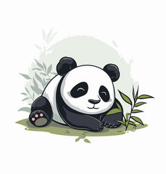 Cute Panda Bear Sitting On The Grass