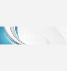 Abstract Blue And Grey Tech Wavy Banner Design