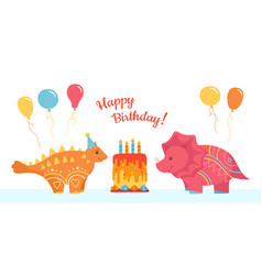 Happy Birthday Party Dino Cake Card Dinosaur