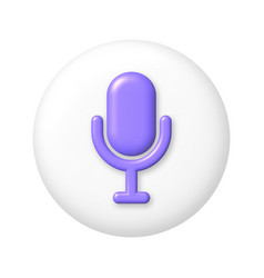 Purple Microphone Icon On White Button 3d Cartoon