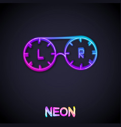 Glowing Neon Line Contact Lens Container Icon