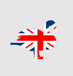 Great Britain Flag Over Swan Bird National Animal