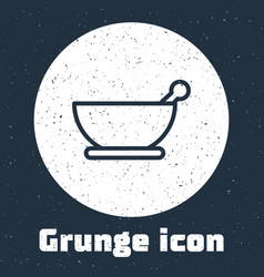 Grunge Line Mortar And Pestle Icon Isolated