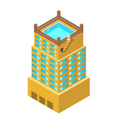 Isometric Skyscraper With Pool Roof