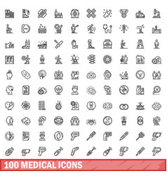 100 Medical Icons Set Outline Style