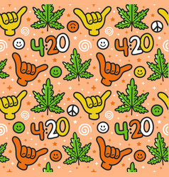 Funny Weed Marijuana Shaka Gesture420 Seamless