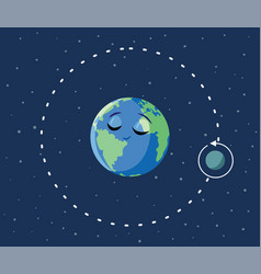 Moon Satellite Rotation Around Planet Earth