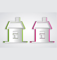 Paper Cut House Icon Isolated On Grey Background