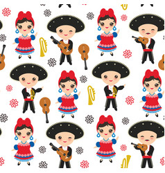 Seamless Pattern Cubans Boy And Girl In National