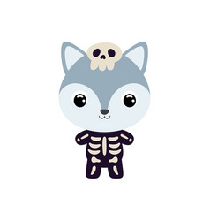 Cute Little Halloween Wolf In A Skeleton Costume