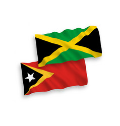 Flags Of East Timor And Jamaica On A White