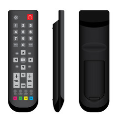 Tv Remote Control Black Front Side And Back View