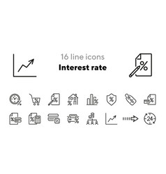 Interest Rate Line Icon Set