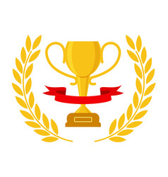 Gold Goblet Laurel Wreath Prize Trophy Cup Icon