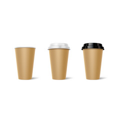 Mockup Paper Cups With Lids 3d Realistic Set