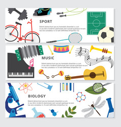 Banners With Elements School Subjects - Pe