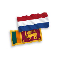 Flags Of Sri Lanka And Netherlands On A White