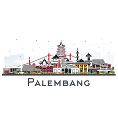 Palembang Indonesia City Skyline With Gray