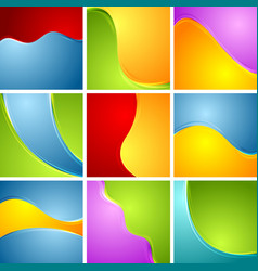 Abstract Bright Wavy Backgrounds Set