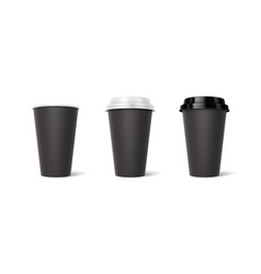 Black Mockup Cups 3d Realistic Set