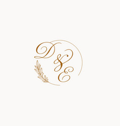 Initials De Wedding Monogram Logo With Leaves