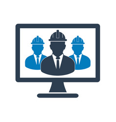 Online Engineering Team Icon Flat Style