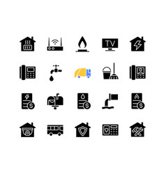 Public Utilities Black Glyph Icons Set On White