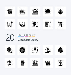 20 Sustainable Energy Solid Glyph Icon Pack Like