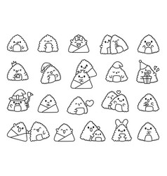 Cute Kawaii Onigiri Coloring Page Funny Sushi