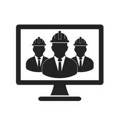 Online Engineering Team Icon Flat Style