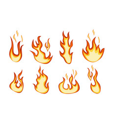 Flaming Fire Collection Cartoon Design Isolated