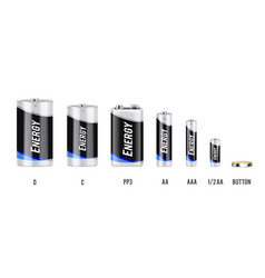 Types Of Batteries Realistic Set