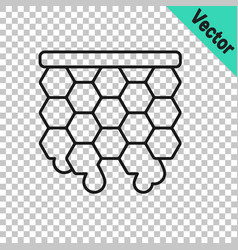 Black Line Honeycomb Icon Isolated On Transparent