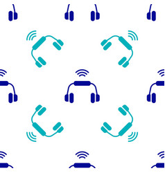 Blue Smart Headphones System Icon Isolated