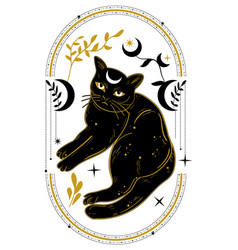 Bohemian Art Style With Cat Cute Witchy